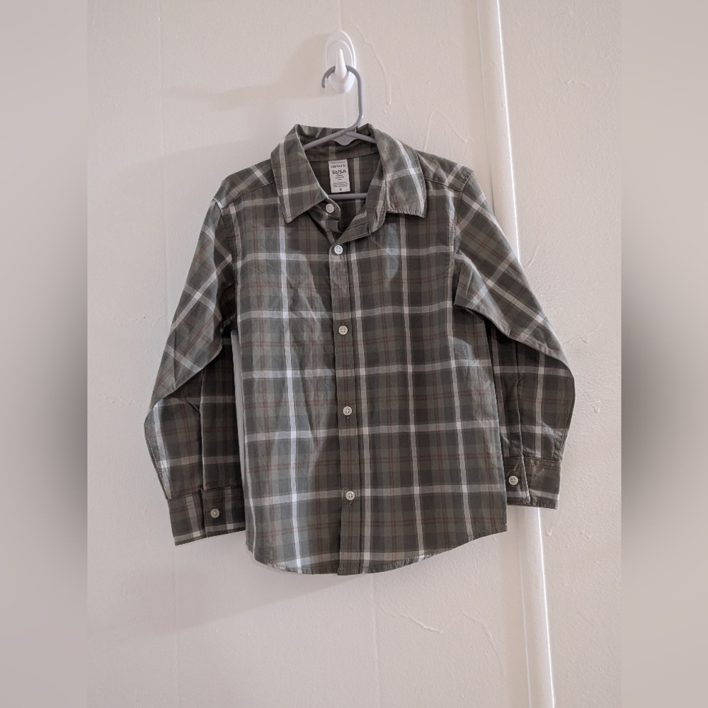 Carter's Green and Gray Plaid Button Down Shirt